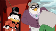 Scrooge and Mrs Beakley glaring at louie