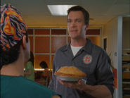 Janitor attempts to trick J.D. into eating a laxative-laced pie, yet ends up fooling Todd instead. ("My Changing Ways")