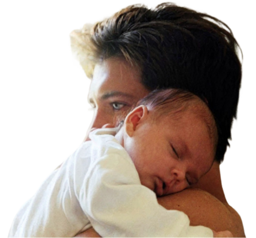 Bill holding baby-Charlotte, 2000.