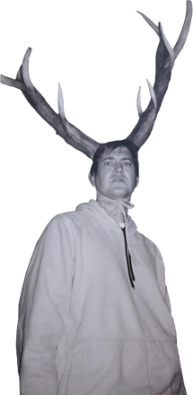 Bill sporting Zach's antlers from My First Day.