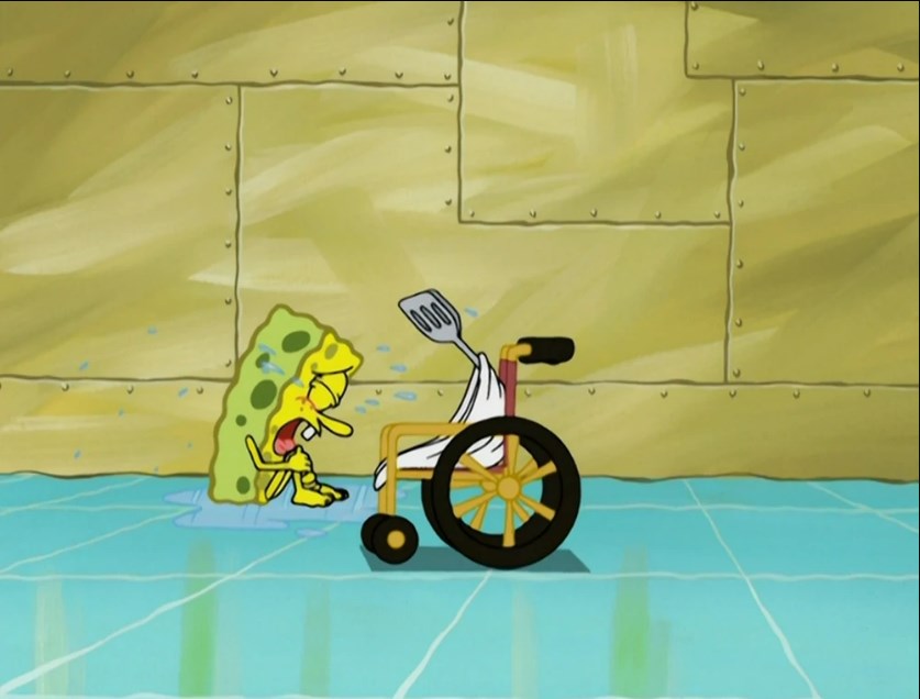 What following episode is this scene with a sad crying SpongeBob