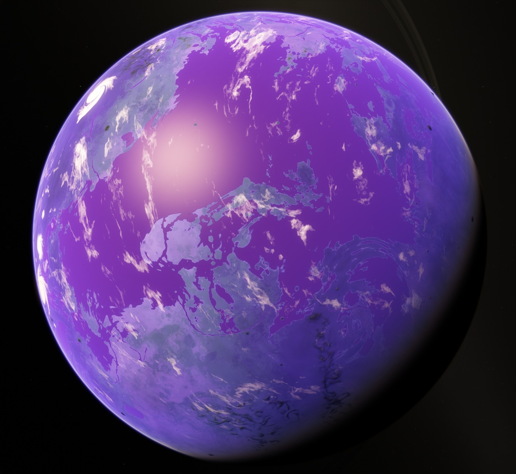 purple planets in space