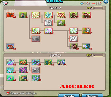 Recomendation Skill Tree Archer Job With Lv. 300 Seal Online