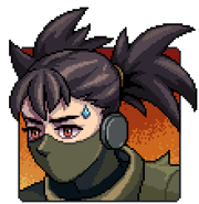 Talk portrait of Seraï with a disappointed expression.