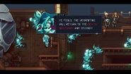Hortence admonishing the party for jumping onto the cursed Vespertine.