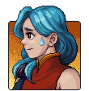 Talk portrait of Valere with a remorseful expression.