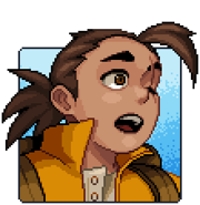 Talk portrait of Garl with a surprised expression.