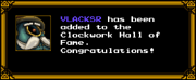 The Clockwork Concierge announces that vlackSR has been added to the Clockwork Hall of Fame.