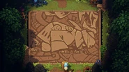 The Mossy Cache mural, which depicts Resh'an kneeling with Aephorul standing above him.