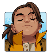 Talk portrait of Garl with a peaceful expression.