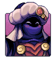 Talk portrait of Resh'an with a happy expression.