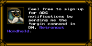 The Clockwork Concierge suggests Retronaut to sign up for ARG notifications.