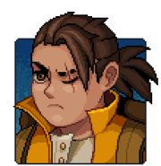 Talk portrait of Garl with a determined expression.