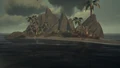 On the island.
