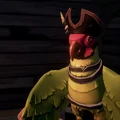 The Macaw with the Macaw Bone Crusher Outfit equipped.