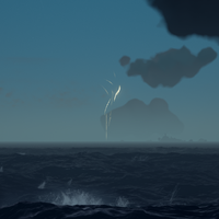 The swirling beacon of golden light showing the location of a Reaper's Bounty.