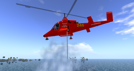 Equipped with Firemax, water bombing with particle 'water'.