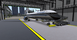 Carmonair 757 housed in New Horizons hangar, October 2021