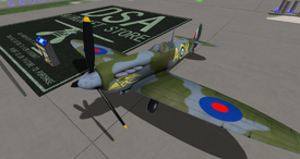 Spitfire on display at Seychelles Isles International Airport.