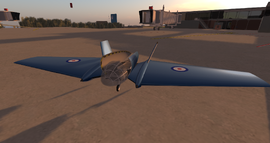 Manta with blue 'shine' paint scheme and RAF insignia at West Nautilus International.