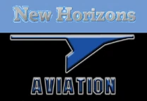 Original logo of New Horizons Airport, modelled on an aircraft's artificial horizon (October 2013).