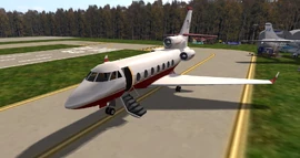 Falcon 7X white variant on display at KBEG Airport.