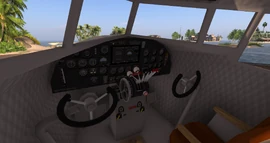 DC-3 cockpit interior with pilot/co-pilot seating.