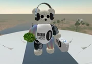 BBC bear, wearing the headphones and radio