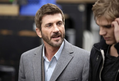 Joe Lando and Chris Zylka on the set