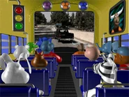 Inside the school bus.