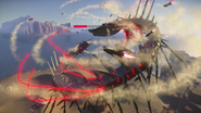 Wyvern in its second phase, shooting rockets at Sonic.
