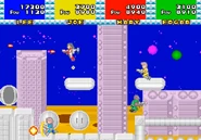 Four Player Action. Mary has obtained the jet pack power up.