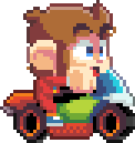 A close up sprite of Alex Kidd in Alex Kidd in Miracle World DX