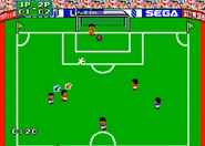 When kicked into the air, the ball expands to create a sense of depth