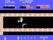 Wang facing off against Jonathan, a deadly pair of disembodied legs that can teleport