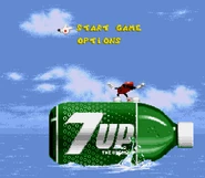 Cool-Spot-Surfing.png (123 KB) Start game screen. Cool Spot jumps from between the 7 and Up on the bottle.