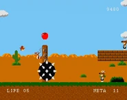 Occasionally Pole will be killed in a particular gruesome gag such as this spiked ball that beheads him