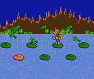 Tails playing musical chairs with frogs