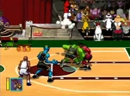 Characters have special abilities such as Wile. E. Coyote using an Acme rocket here