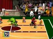 Sylvester performs a slam dunk