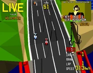 Virt McPolygon commentating on a multiplayer race