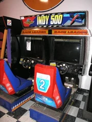 A typical Indy 500 arcade with bucket seats.