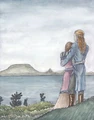 Andreth avec Aegnor au bord du lac Aeluin
