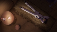 Kamito lying downinside barn