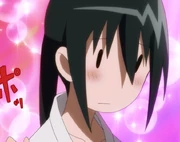 Mutsumi, when she realises Takatoshi is touching her