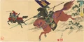 Ukiyo-e of Sakakibara Yasumasa and Toyotomi Hideyoshi on Mt. Komaki by Toyohara Chikanobu