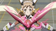 Hibiki facing her Relic in its Ignite Module form.