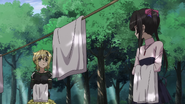 Kirika and Shirabe hanging up towels