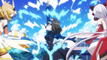 Garie attacking the Symphogear users at the beach