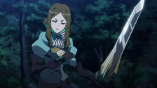 Phara in shock because Tsubasa destroyed her sword